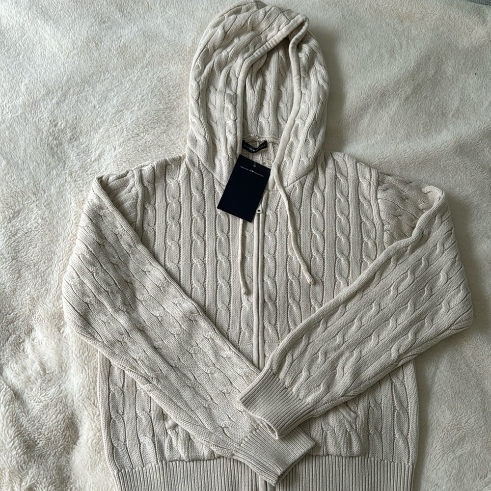 Brandy Melville cable knit zip up sweater
